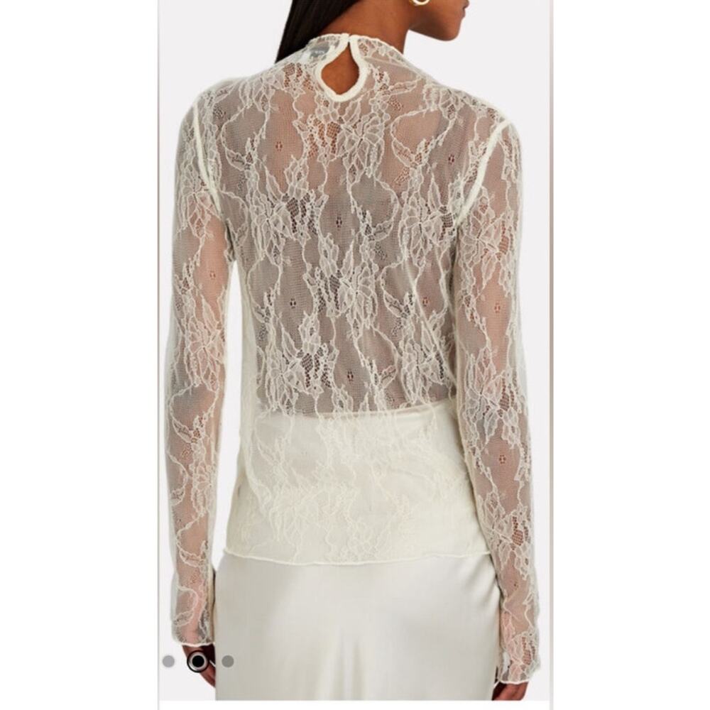 Brand New WeWoreWhat Women's Size Medium Ivory White Lace Mock Neck Top - Picture 2 of 7
